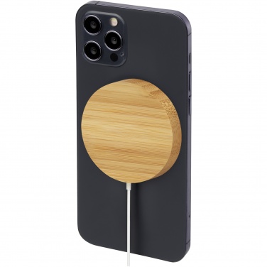 Logotrade promotional merchandise image of: Atra 10W bamboo magnetic wireless charging pad